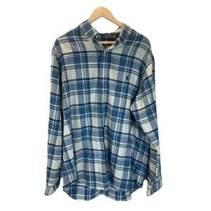 Ralph Lauren Men's XXL‎ Blue Plaid Classic Fit Performance Flannel LS Shirt